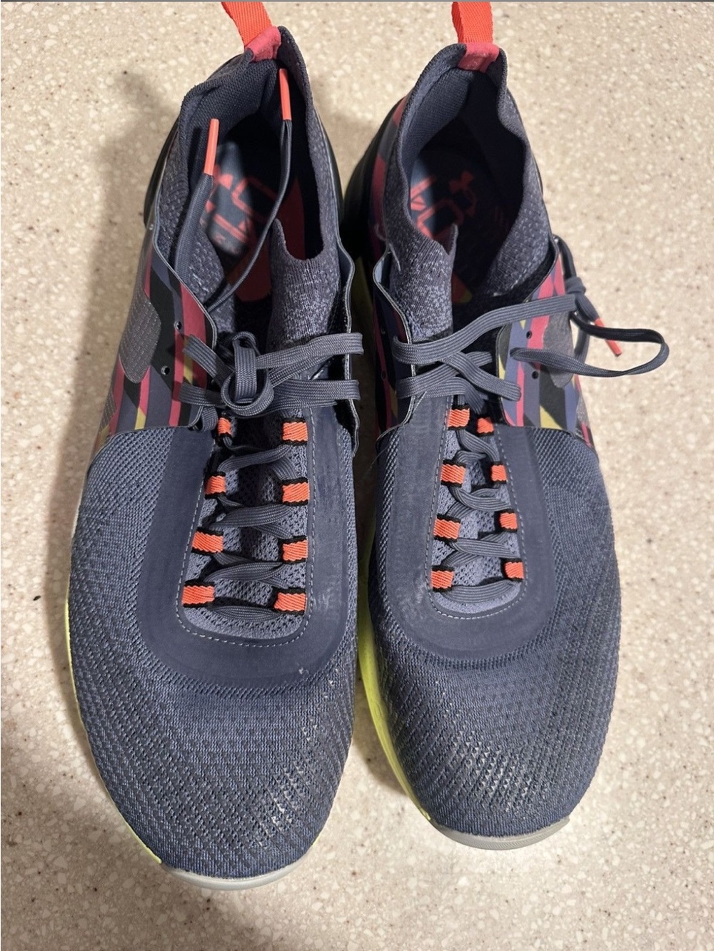 Under Armour TriBase Reign 4 Pro Amp Training Shoes Aurora Purple Yellow Ray 14 - Picture 4 of 16